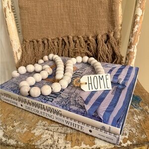 White Beaded Garland with Home Tag